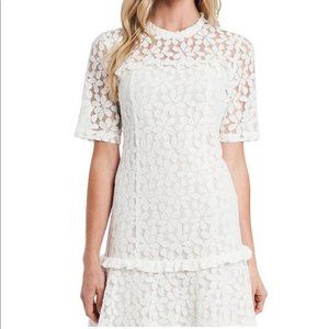 Dress - [Cece] White Floral Ruffle-Trimmed Lace Mini (6)